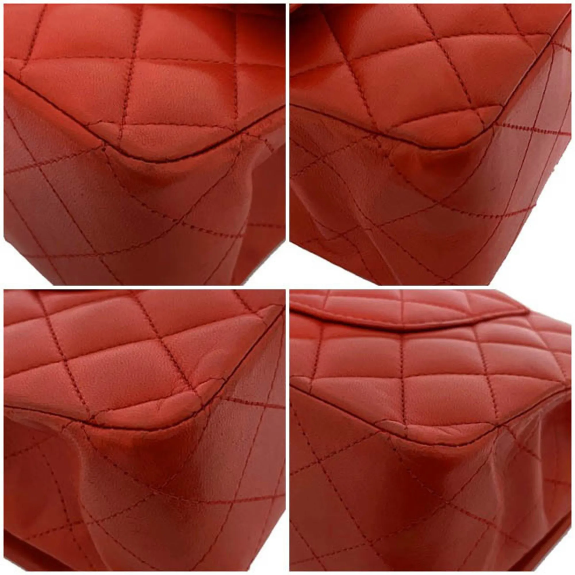 Chanel Chain Shoulder Bag 25 Red Matrasse A01112 W Flap Leather Lambskin 15s Chanel Coco Mark Turn Lock Quilted Double HandBag