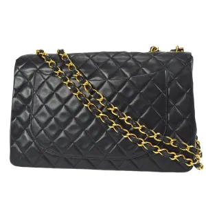 Chanel Classic Flap Maxi Chain Shoulder Bag Black Lambskin 87291
