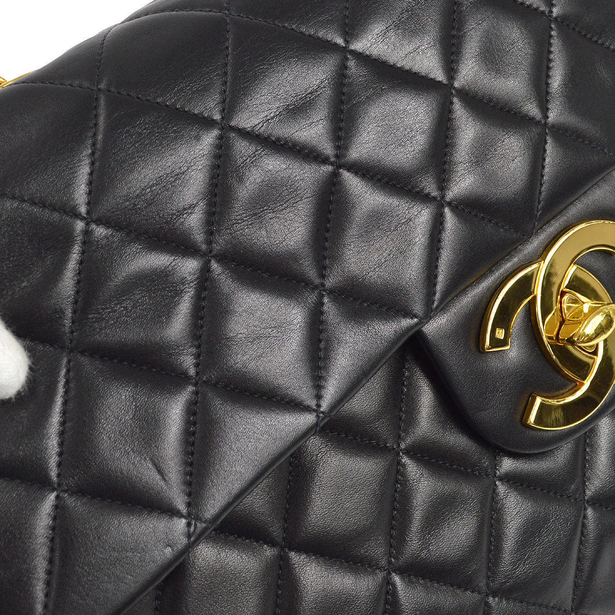 Chanel Classic Flap Maxi Chain Shoulder Bag Black Lambskin 87291