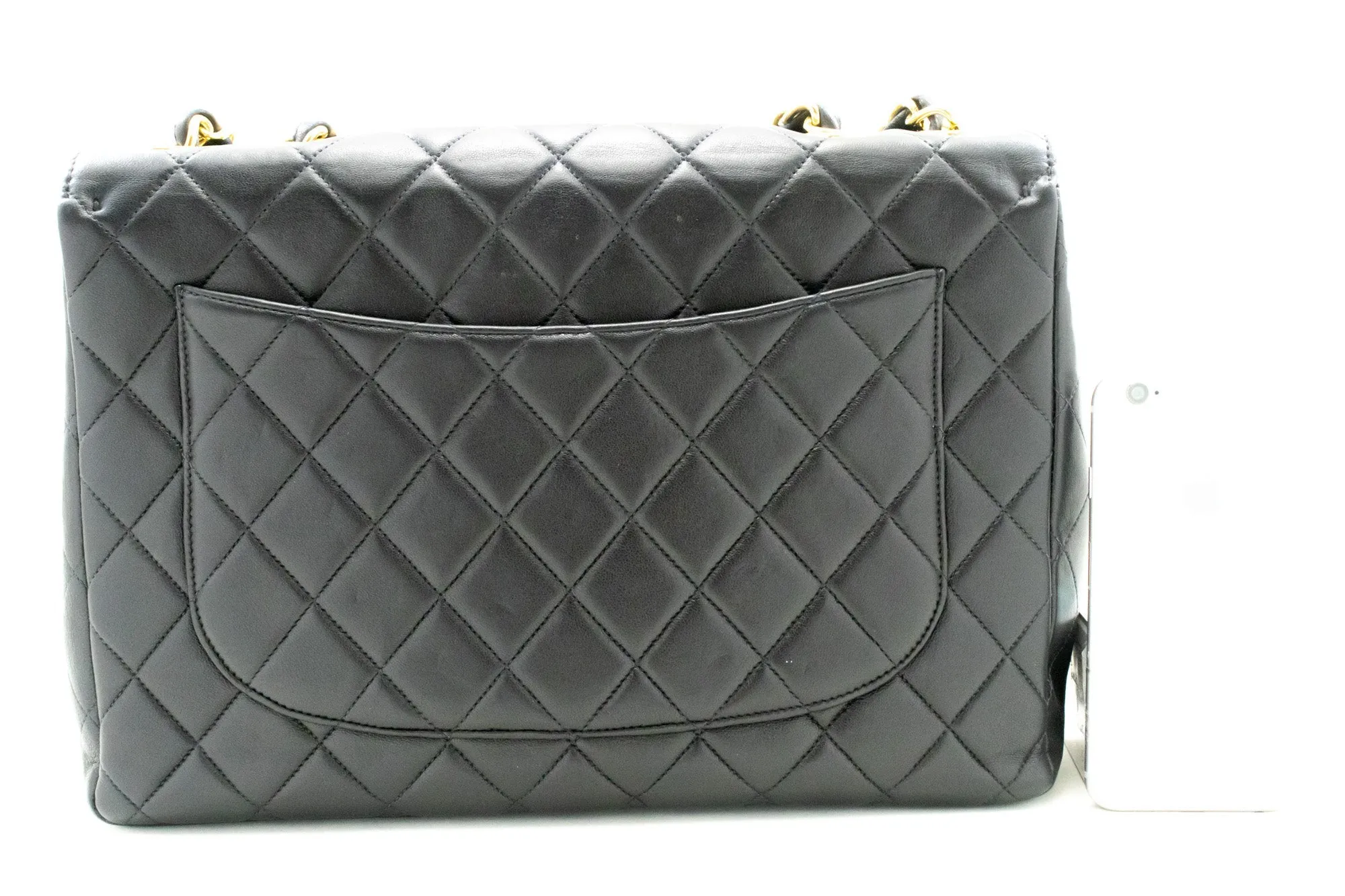 CHANEL Classic Large 11" Chain Shoulder Bag New Black Lambskin