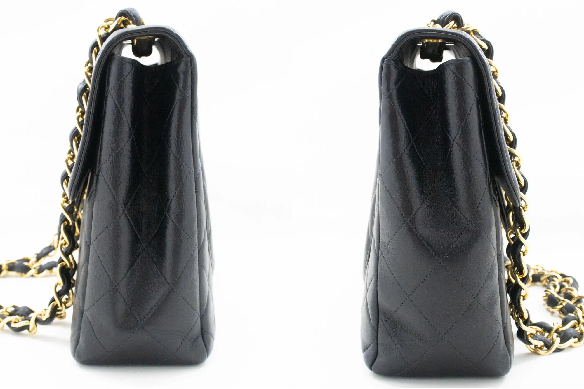 CHANEL Classic Large 11" Chain Shoulder Bag New Black Lambskin