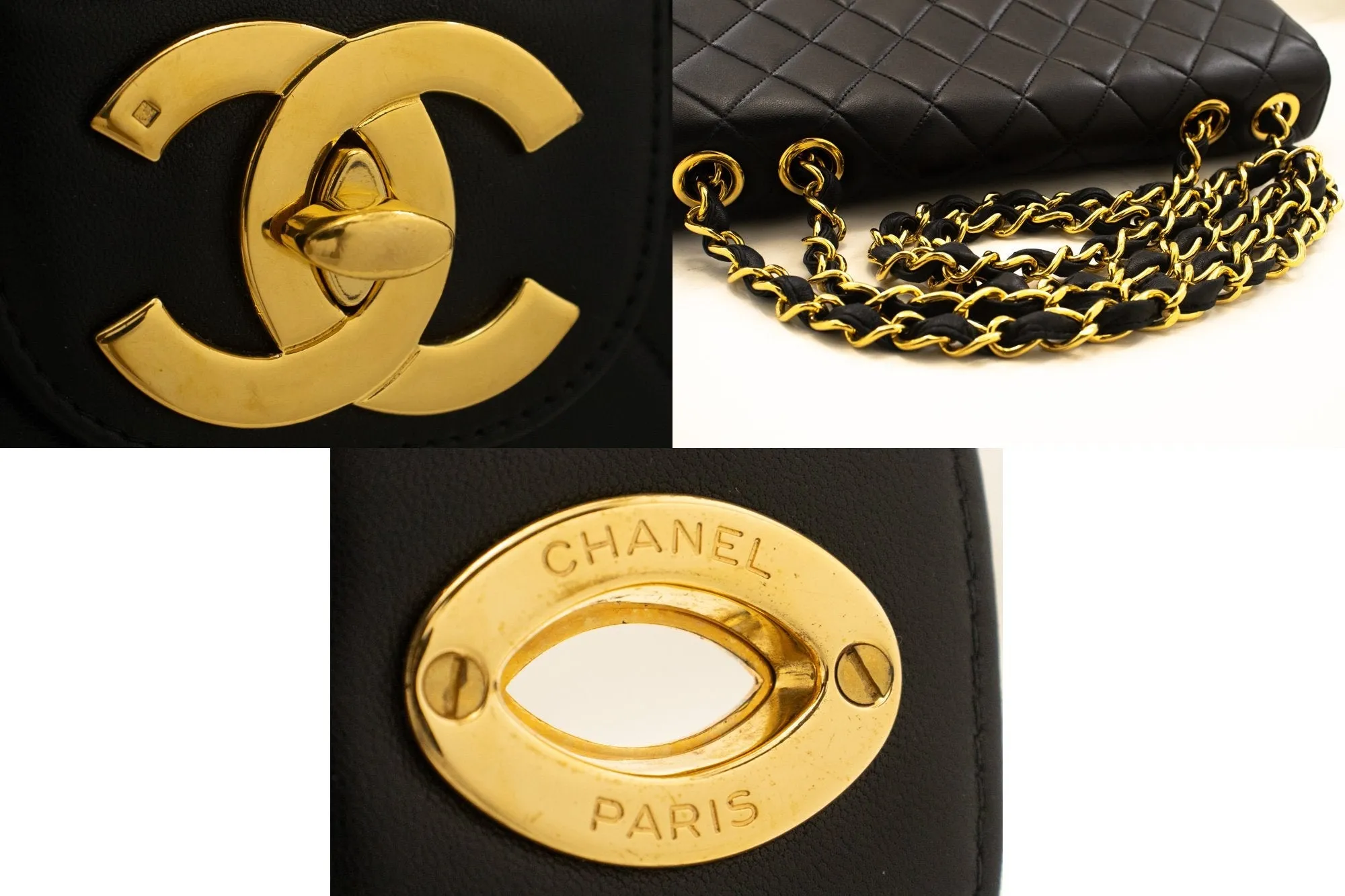 CHANEL Classic Large 11" Chain Shoulder Bag New Black Lambskin