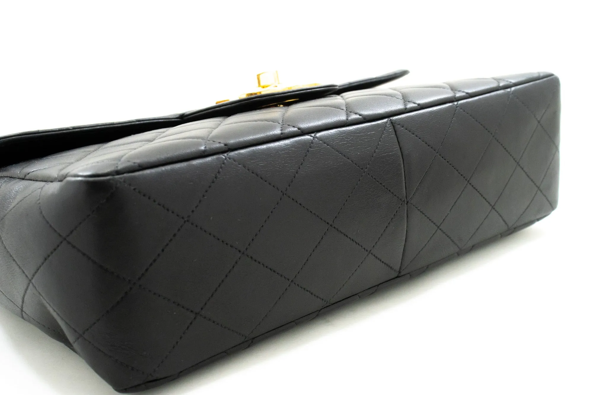 CHANEL Classic Large 11" Chain Shoulder Bag New Black Lambskin