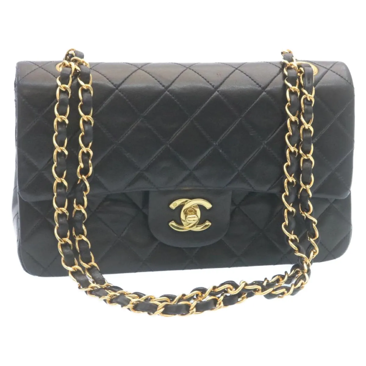 Chanel Classic Matelasse 23 Chain Flap Shoulder Bag Lamb Skin Black  29002A