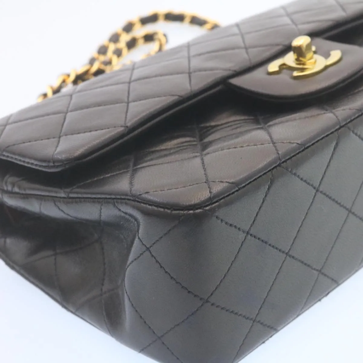 Chanel Classic Matelasse 23 Chain Flap Shoulder Bag Lamb Skin Black  29002A
