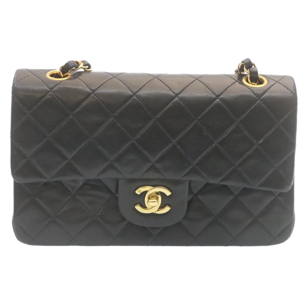 Chanel Classic Matelasse 23 Chain Flap Shoulder Bag Lamb Skin Black  29002A