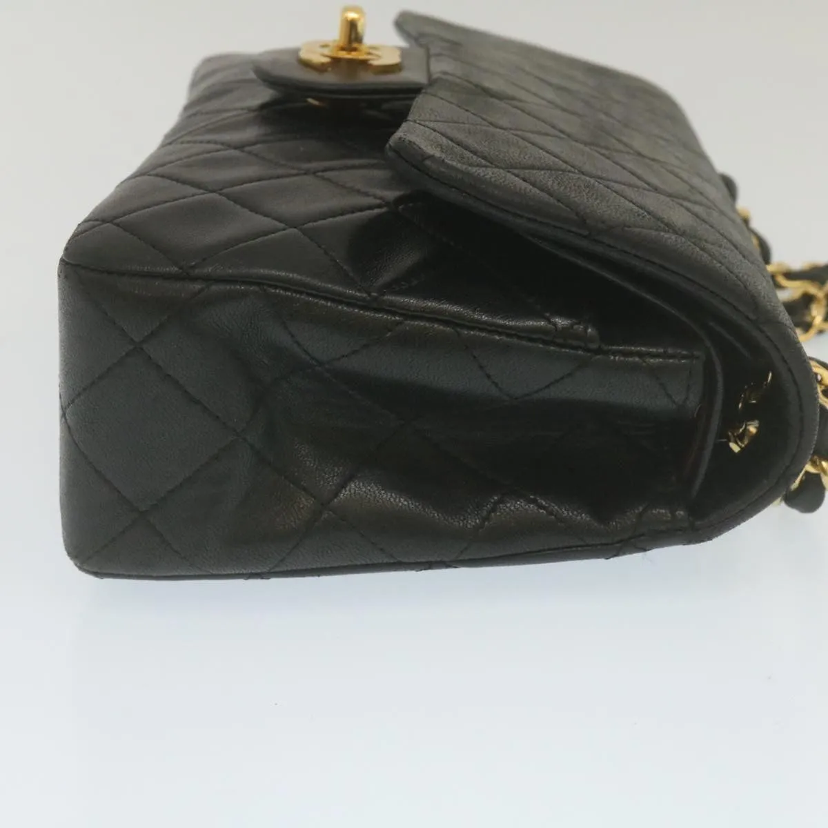 Chanel Classic Matelasse 23 Chain Flap Shoulder Bag Lamb Skin Black  lt398A