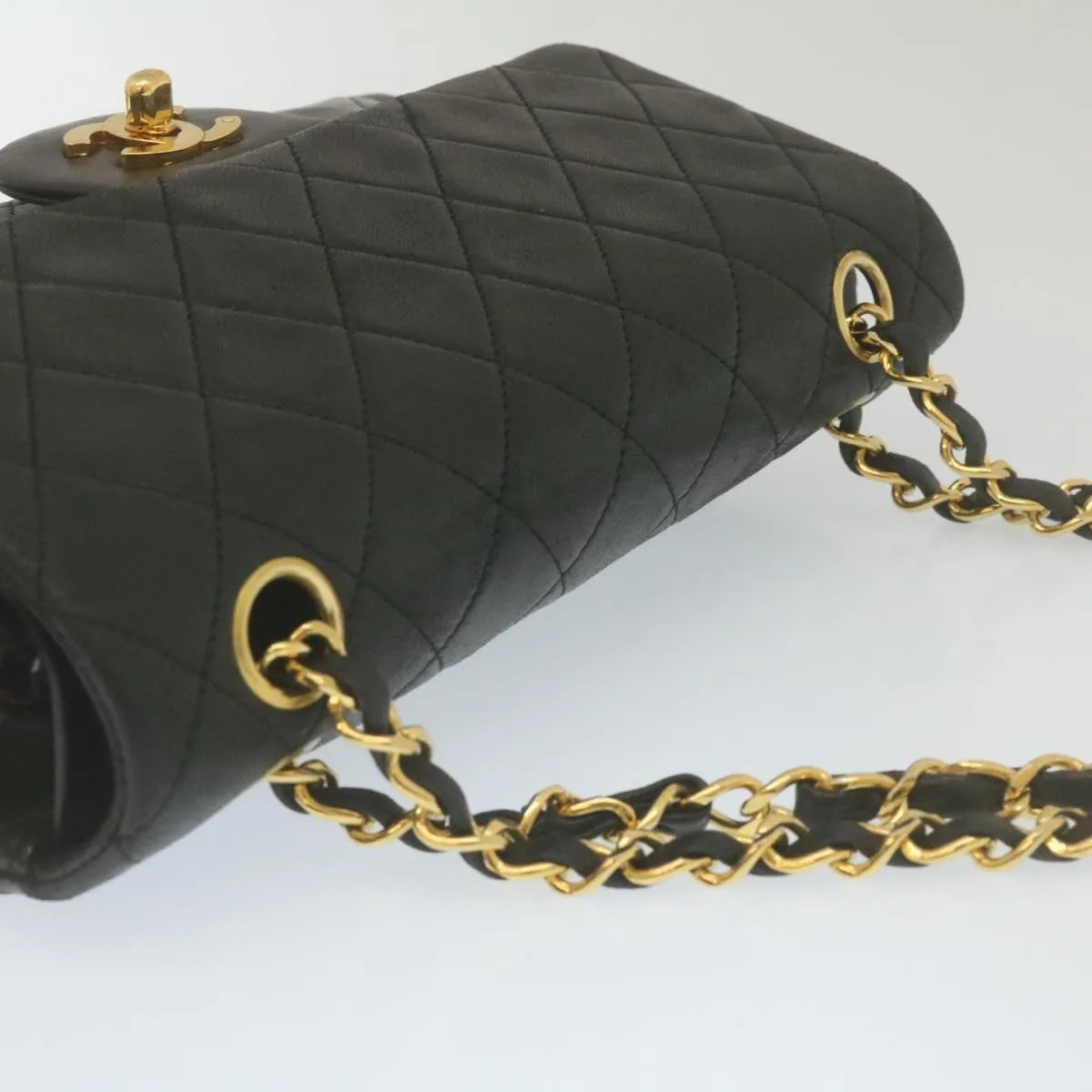 Chanel Classic Matelasse 23 Chain Flap Shoulder Bag Lamb Skin Black  lt398A