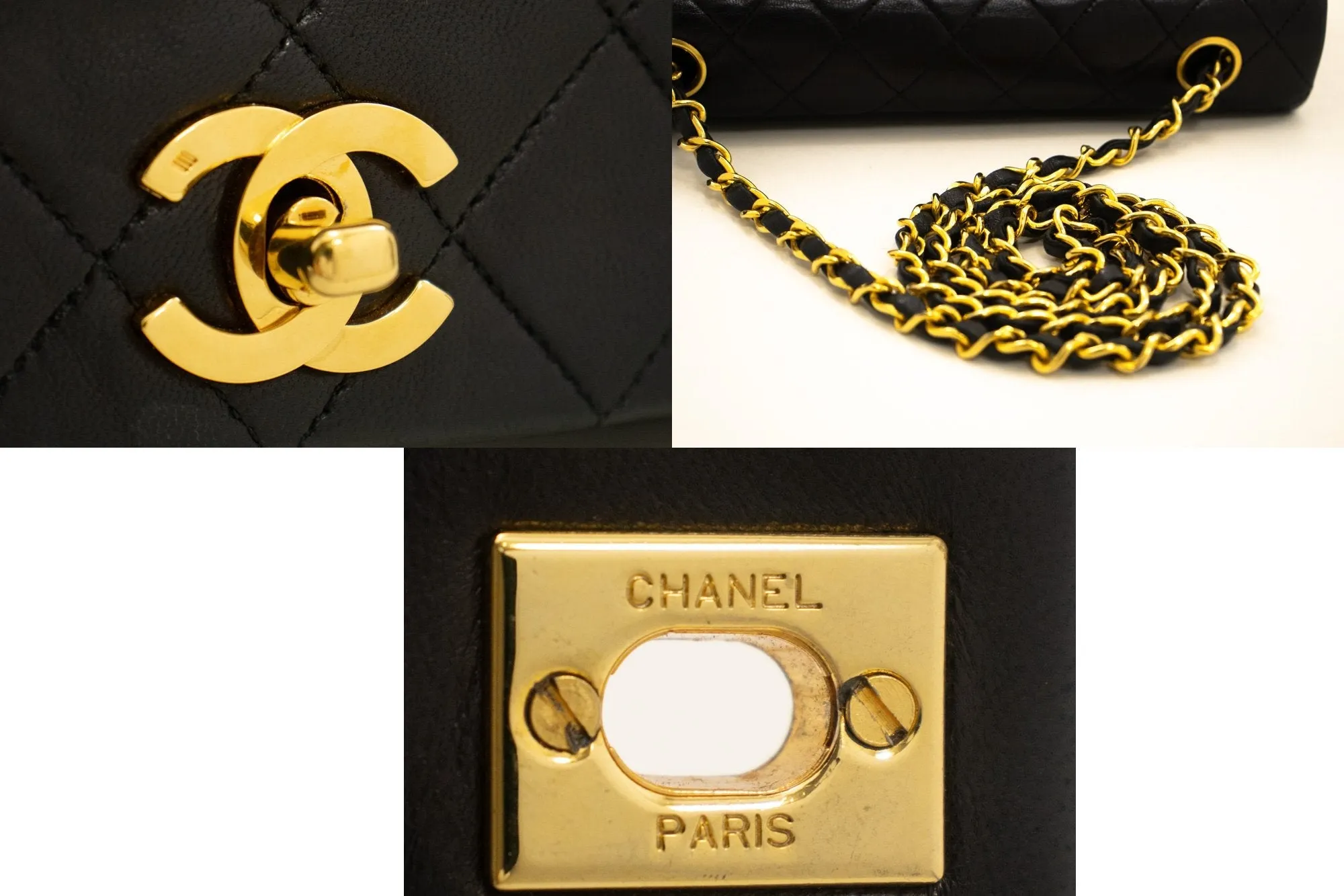 CHANEL Full New Chain Shoulder Bag Black Quilted Lambskin