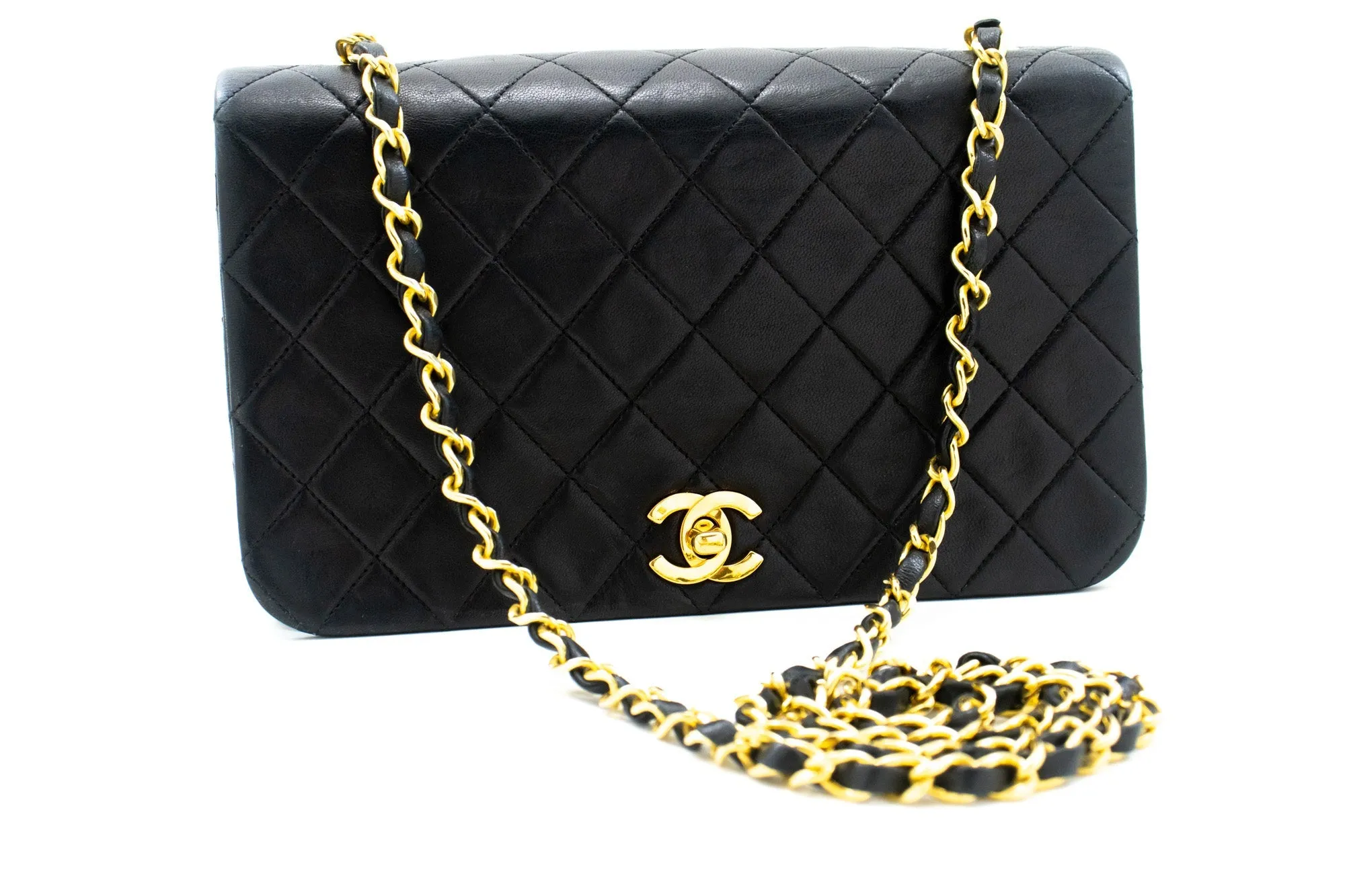 CHANEL Full New Chain Shoulder Bag Black Quilted Lambskin