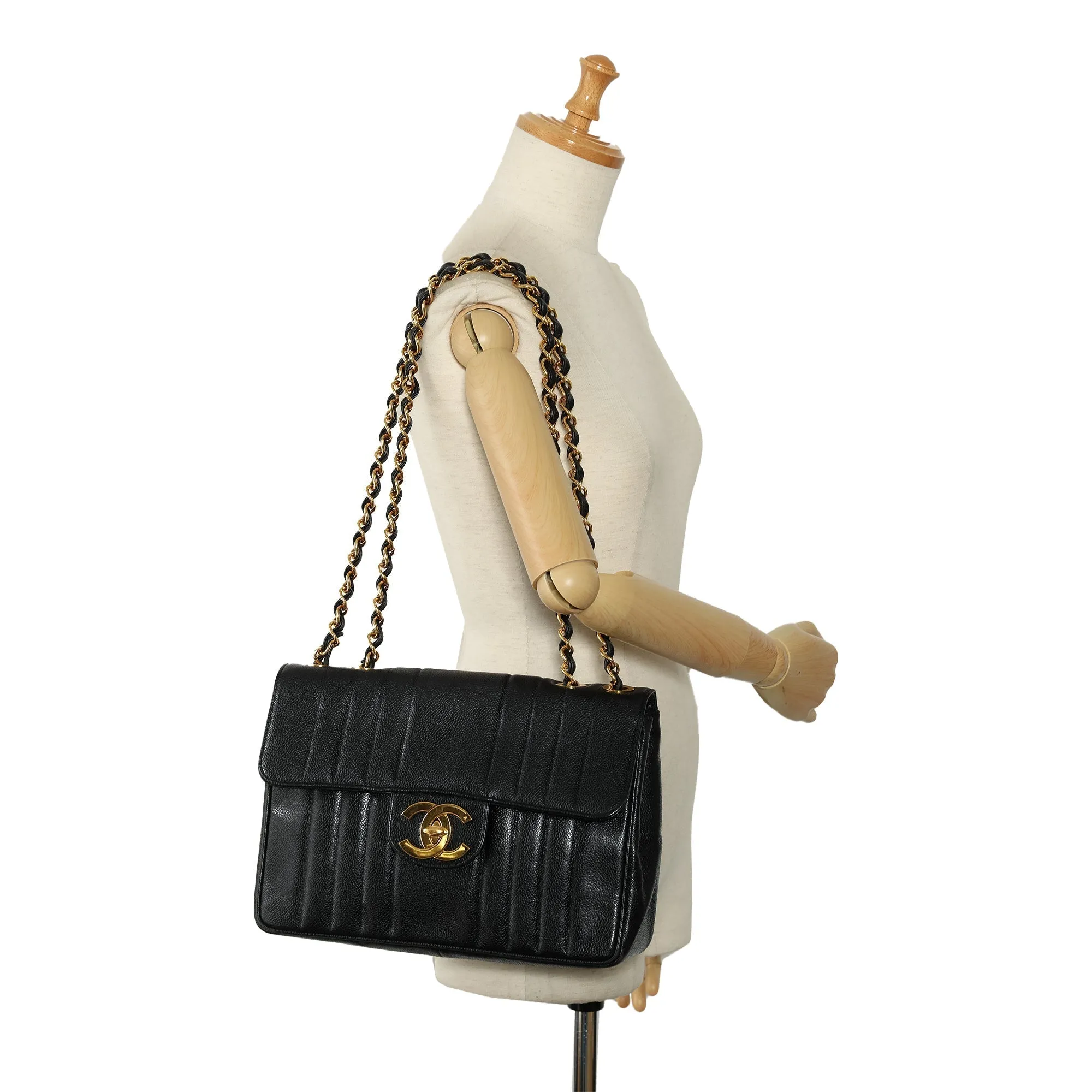 Chanel Jumbo Caviar Mademoiselle Flap Shoulder Bag