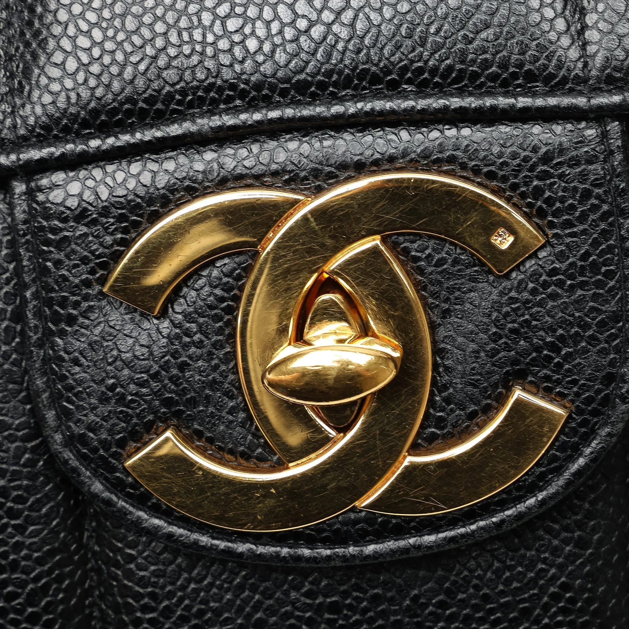 Chanel Jumbo Caviar Mademoiselle Flap Shoulder Bag