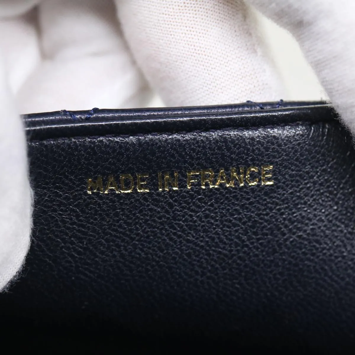 Chanel Matelasse Chain Flap Shoulder Bag Lamb Skin Navy Gold CC Auth am2602gA