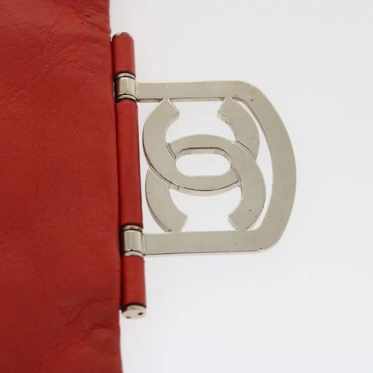 Chanel Matelasse Chain Flap Shoulder Bag Lamb Skin Turn Lock Red CC  35174A