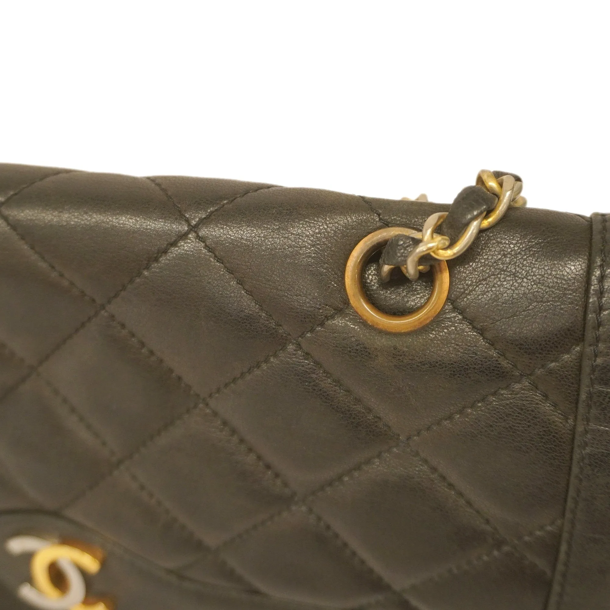 Chanel  Matelasse Paris Limited W Flap W Chain Leather Shoulder Bag Black