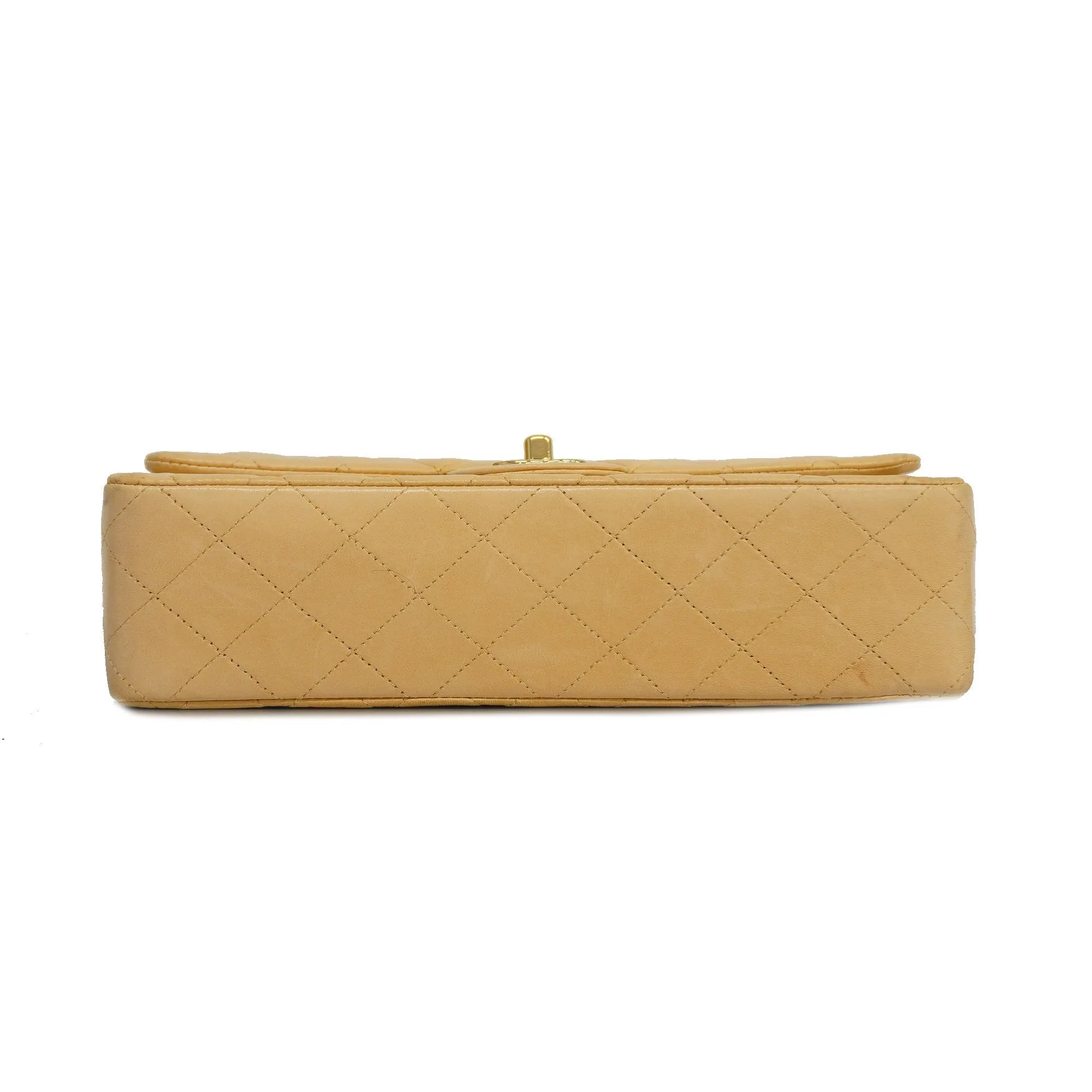 Chanel  Matelasse W Flap W Chain Lambskin Women's Leather Shoulder Bag Beige