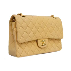 Chanel  Matelasse W Flap W Chain Lambskin Women's Leather Shoulder Bag Beige