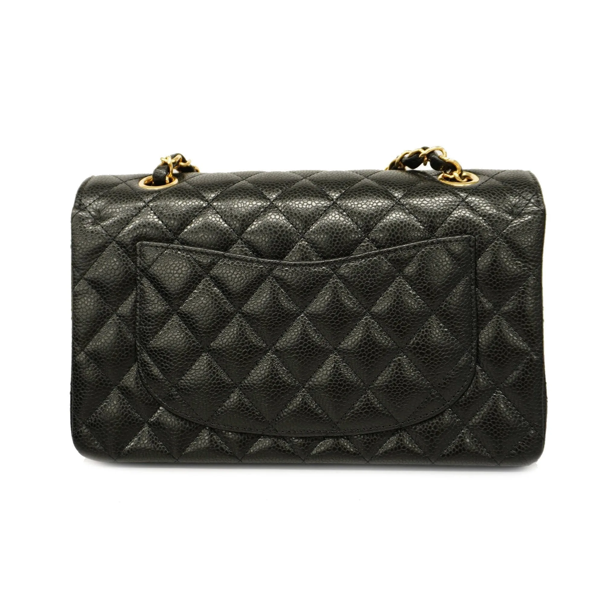 Chanel  Matelasse W Flap W Chain Women's Leather Shoulder Bag Black