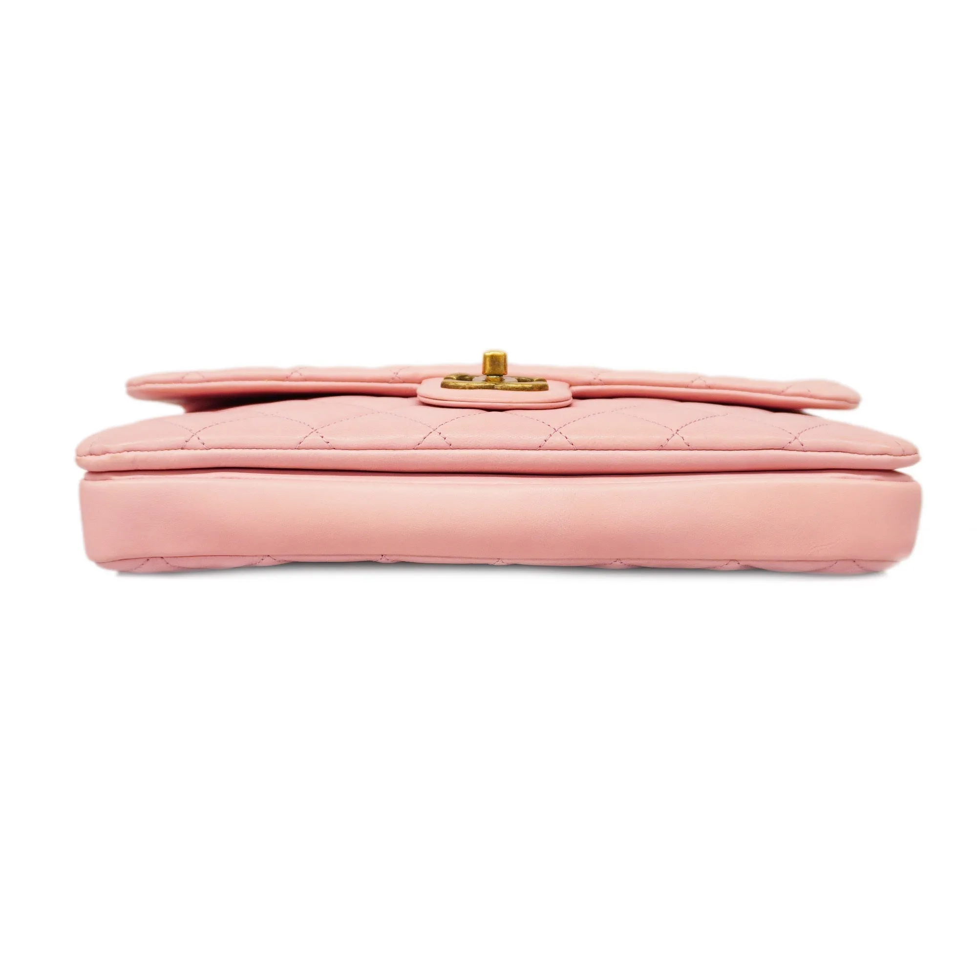 Chanel  Matelasse W Flap W Chain Women's Leather Shoulder Bag Pink