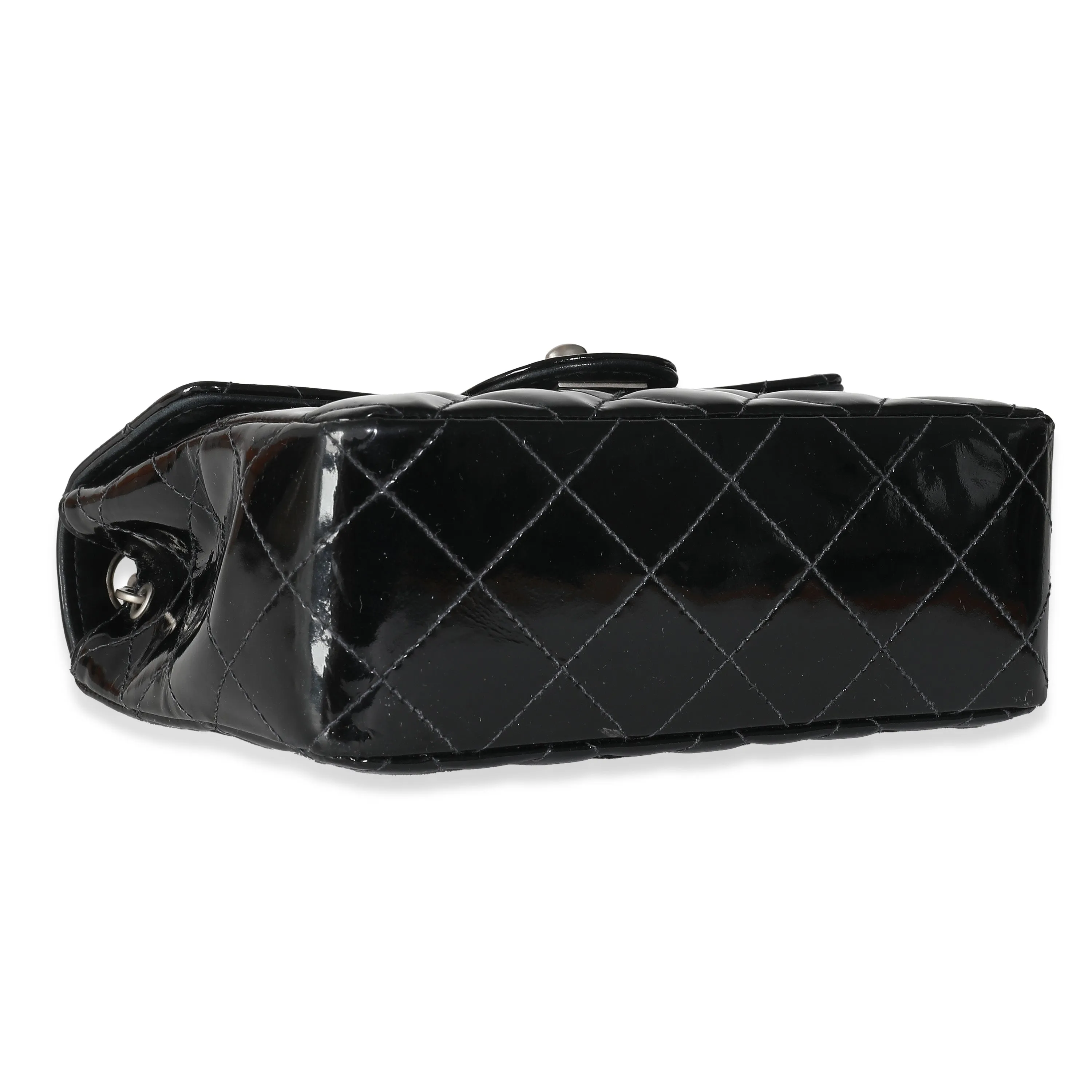 CHANEL Vintage Black Quilted Patent Mini Square New Bag