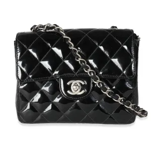 CHANEL Vintage Black Quilted Patent Mini Square New Bag
