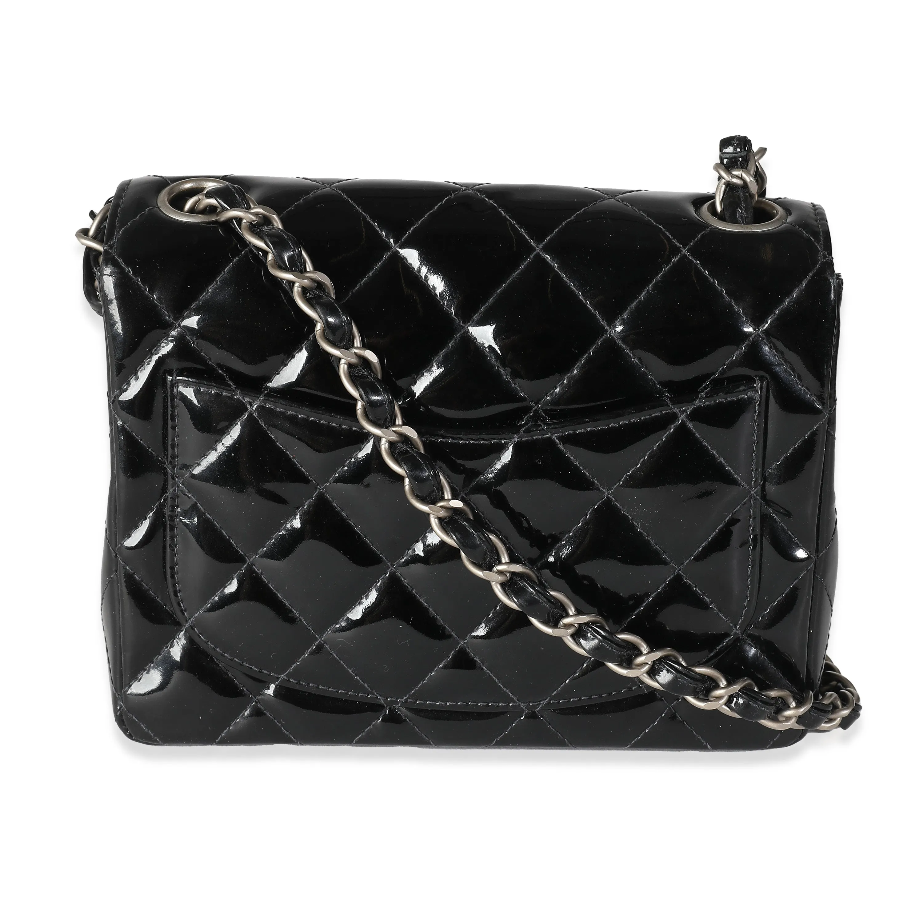CHANEL Vintage Black Quilted Patent Mini Square New Bag