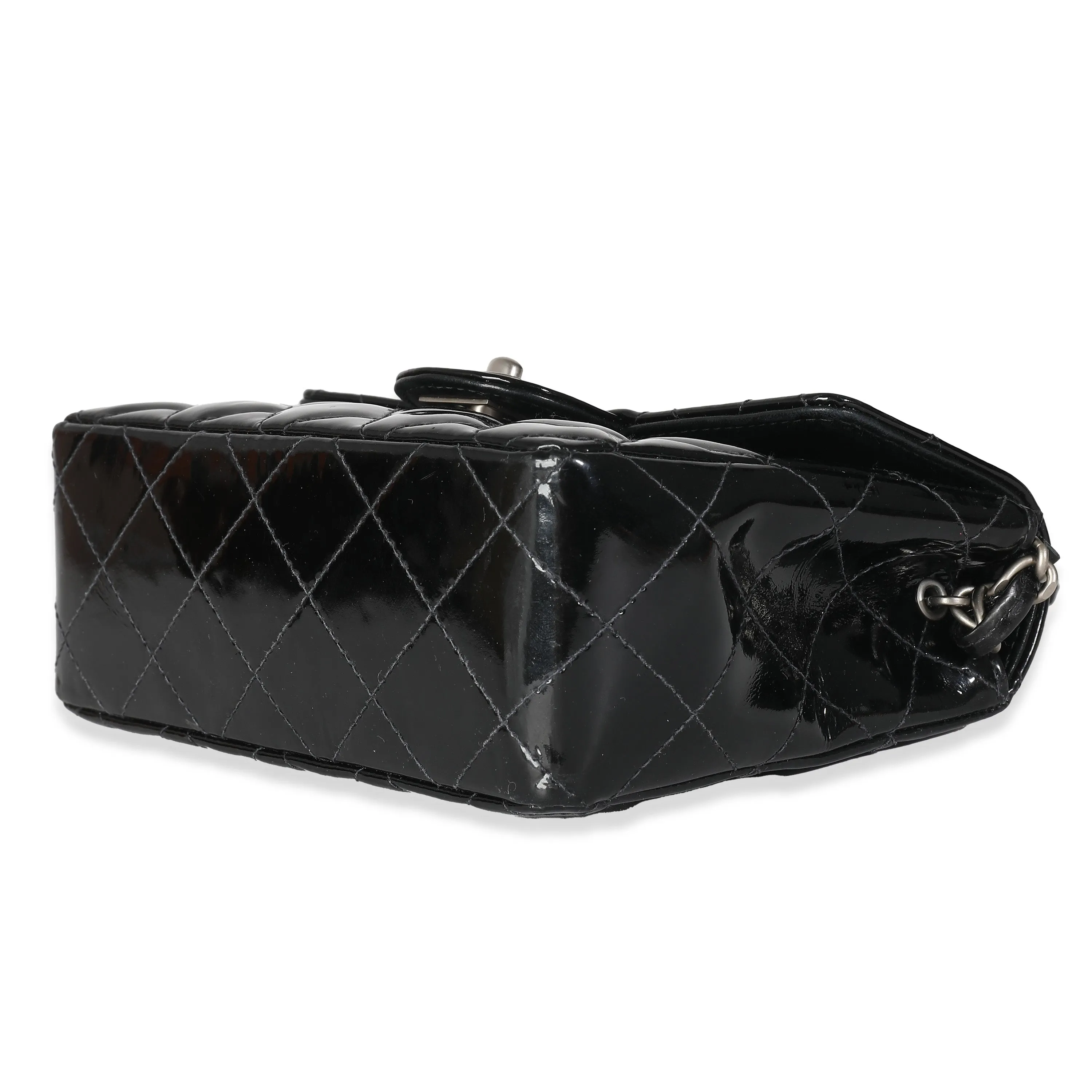 CHANEL Vintage Black Quilted Patent Mini Square New Bag