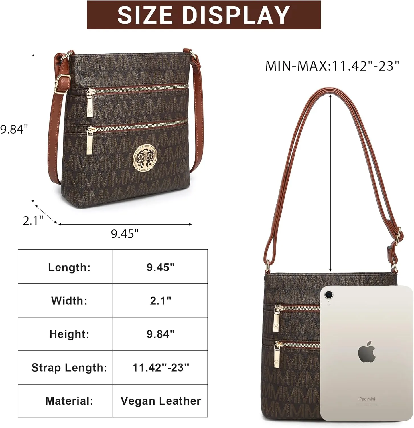Crossbody Bags for Women Multi Pocket Crossbody Purses Trendy Vegan Leather Shoulder Handbags with Adjustable Strap