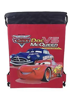 DISNEY CARS MC QUEEN RED DRAWSTRING STRING BACKPACK SCHOOL SPORT GYM TOTE BAG