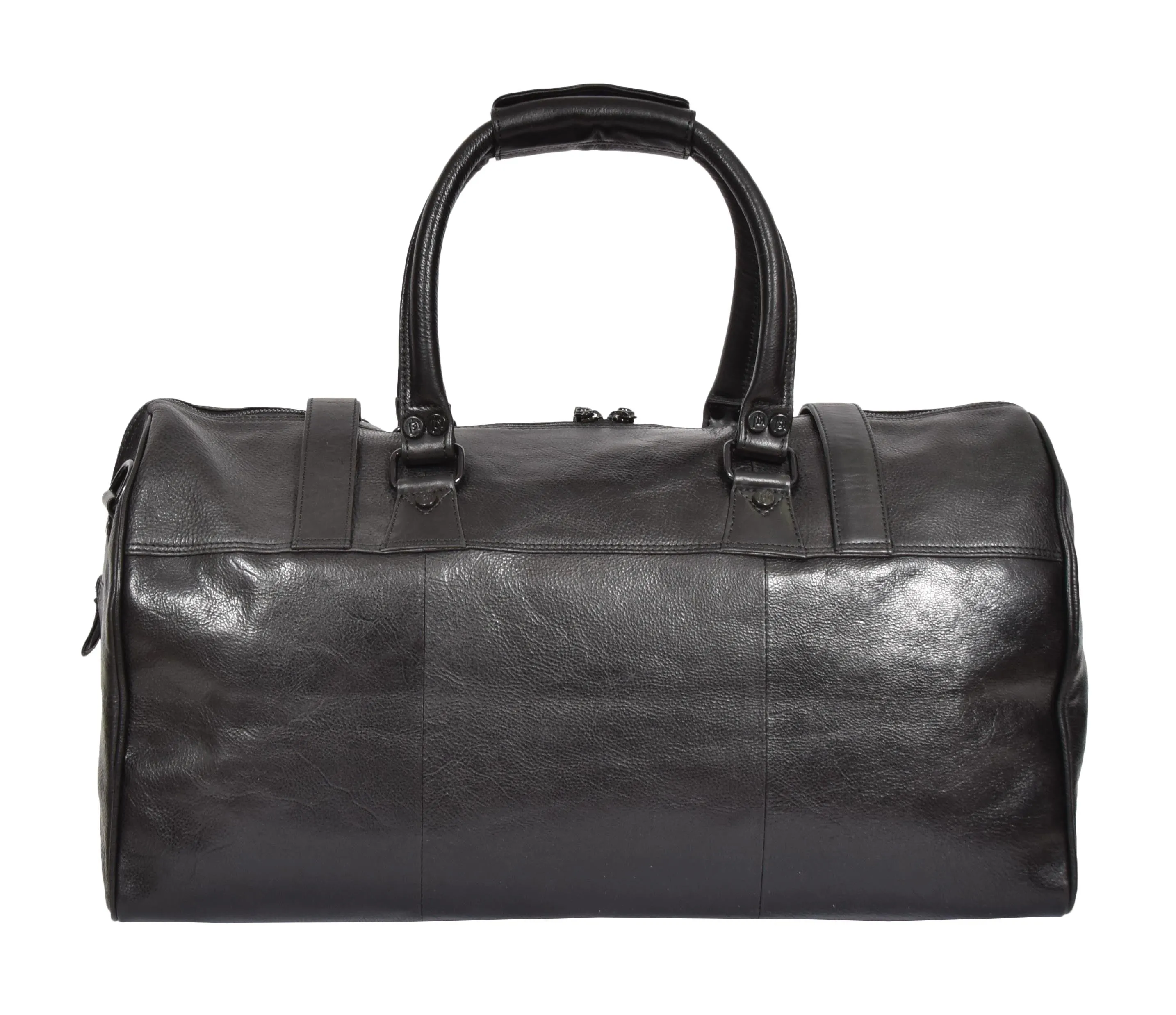 DR329 Black Luxury Leather Holdall Travel Duffle Bag