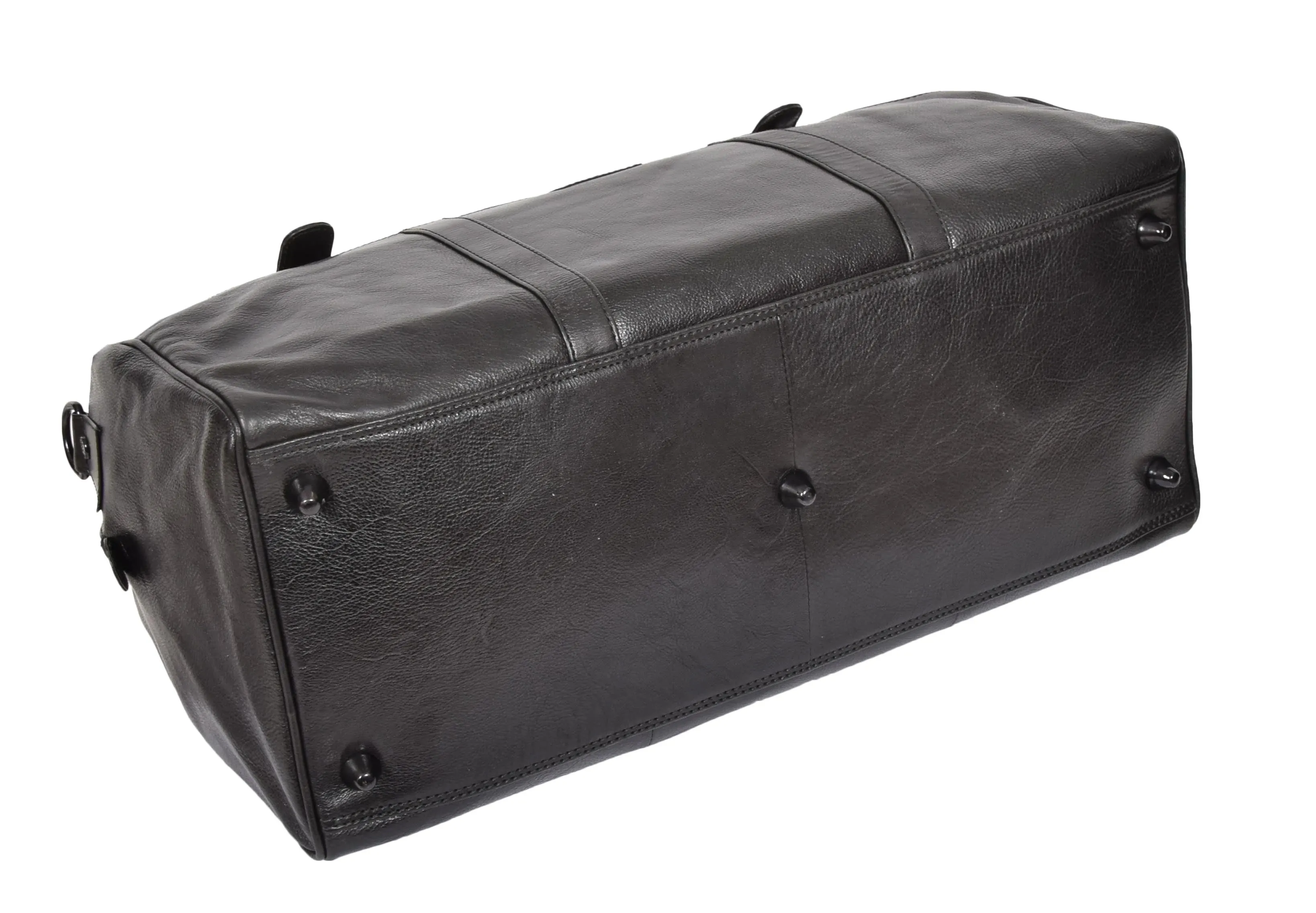 DR329 Black Luxury Leather Holdall Travel Duffle Bag