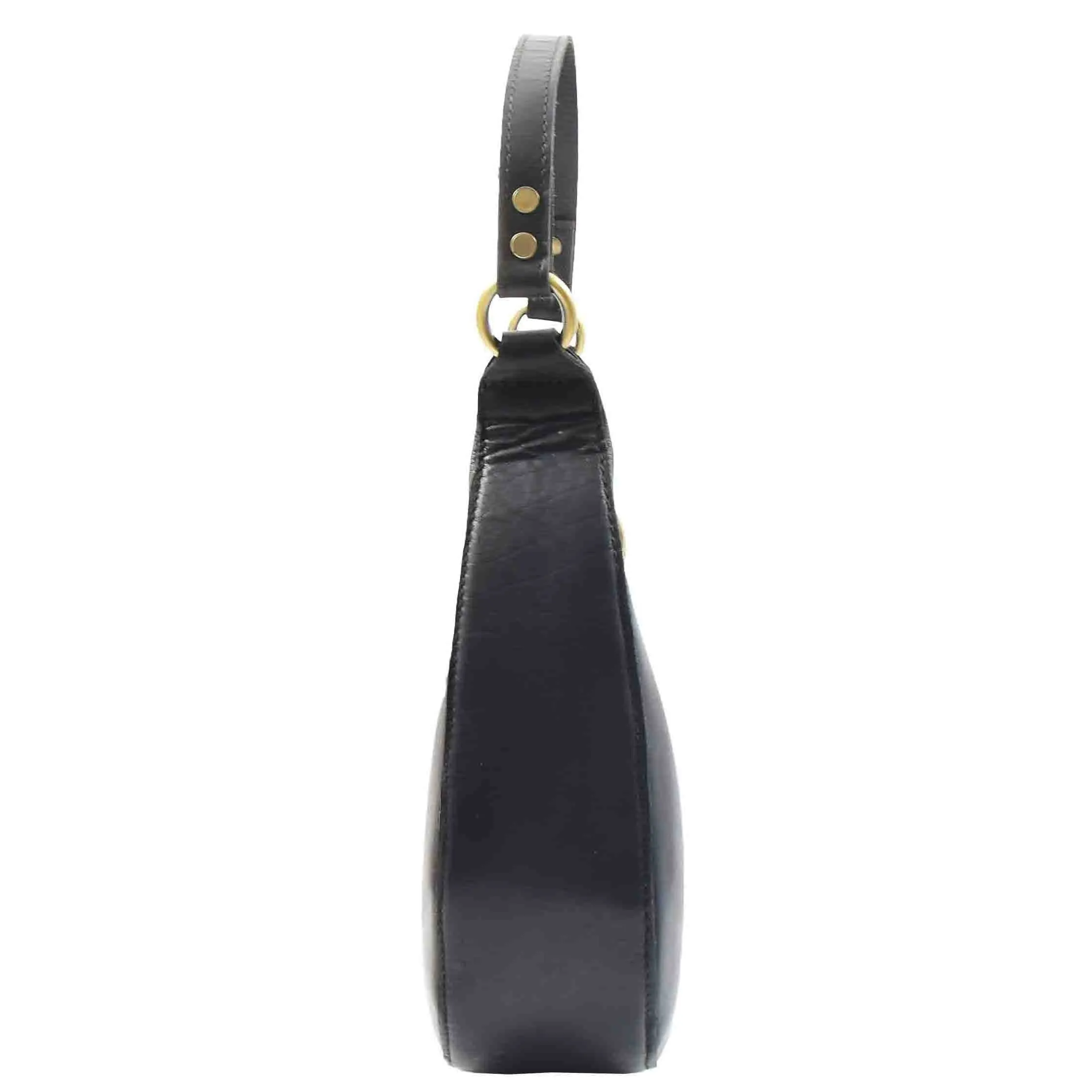 DR557 Women's Real Leather Classic Shoulder Hobo Bag Black