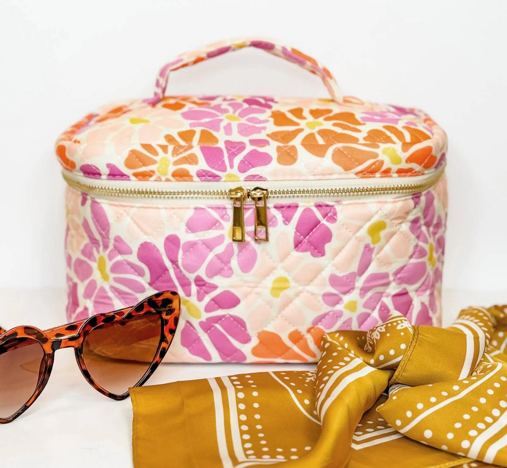Floral Pattern Cosmetic Bag