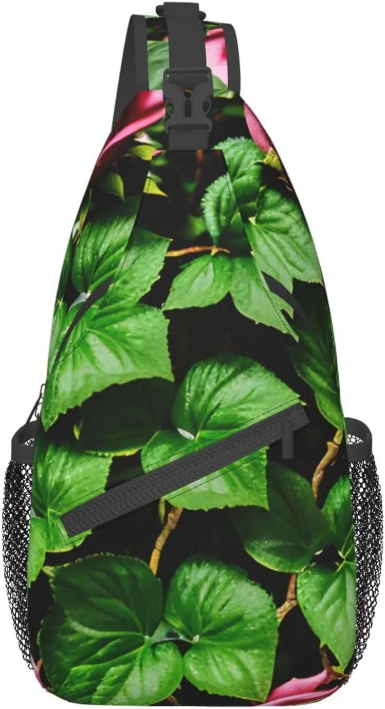Floral Rose Ivy with Leaves Spring Crossbody Bags Sling BackpackMultipurpose Cross body Shoulder Bag for Men and Women Chest Bag Travel Hiking Daypack