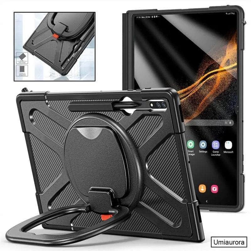 Galaxy Tab S9 Ultra Rotation Hand Ring Stand Rugged Case