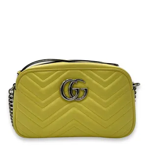 GG Marmont Crossbody Bag Medium Yellow in Calfskin, Silver hardware