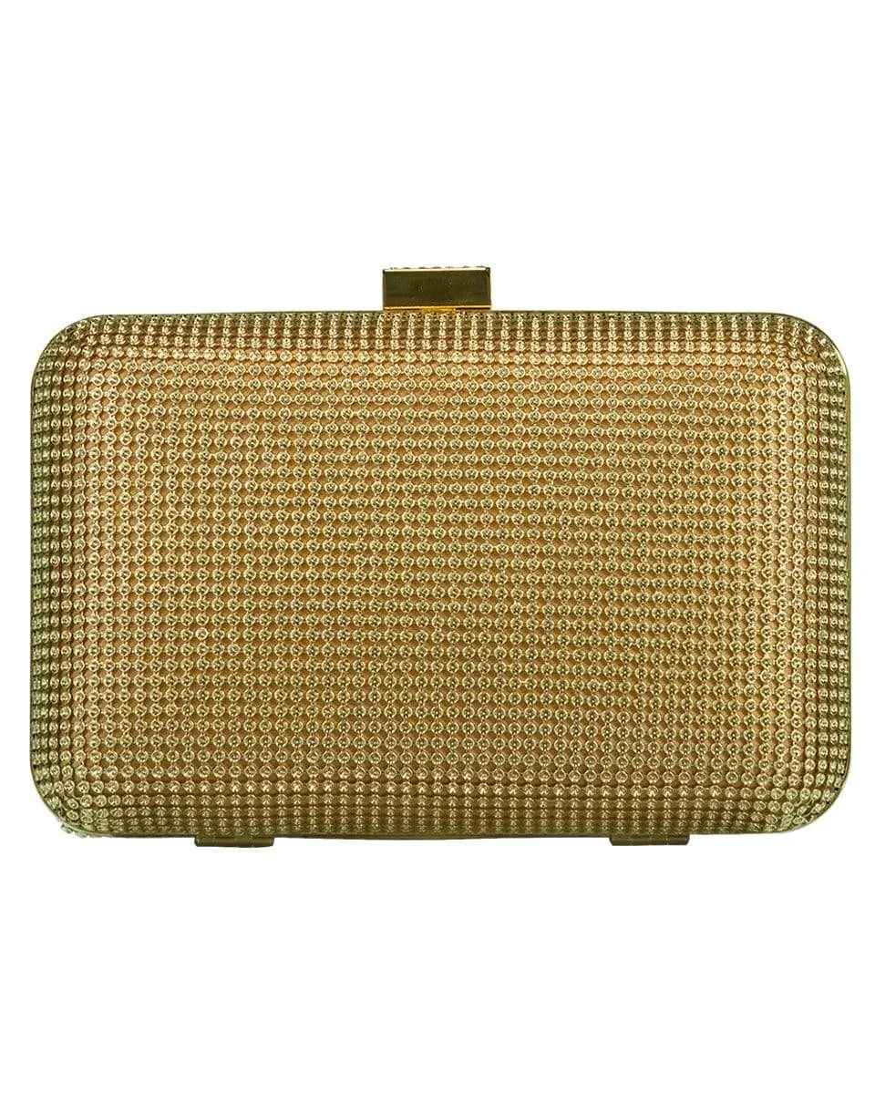 Gold Crystal Yves Minaudiere Box Clutch