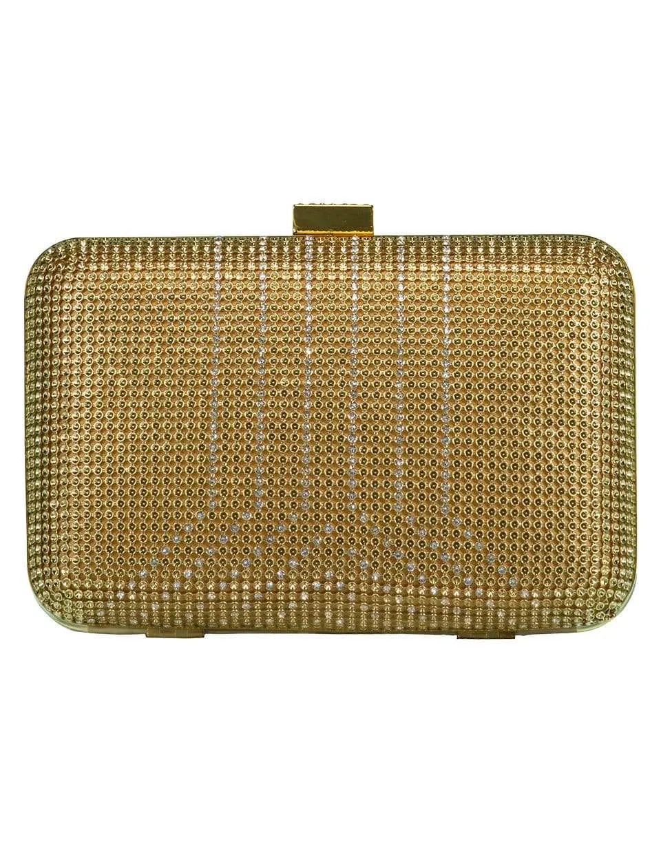 Gold Crystal Yves Minaudiere Box Clutch