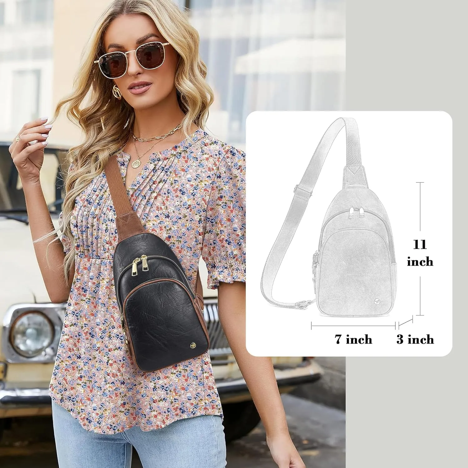 Haytijoe Crossbody Bags for Women Leather Sling Bag Anti-theft Cross Body Bag Travel Sling Purse Chest Bags Fanny Packs
