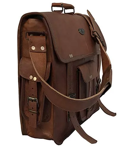 Leather Briefcase Large Messenger Shoulder Bag Rugged Leather Computer Laptop Bag