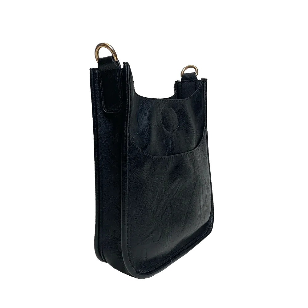 Maddie Messenger Bag in Black with Gold Hardware