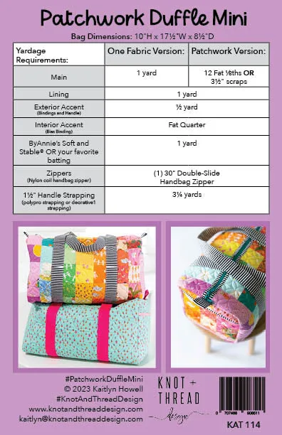 Mini Patchwork Duffle Pattern by Knot   Thread Design
