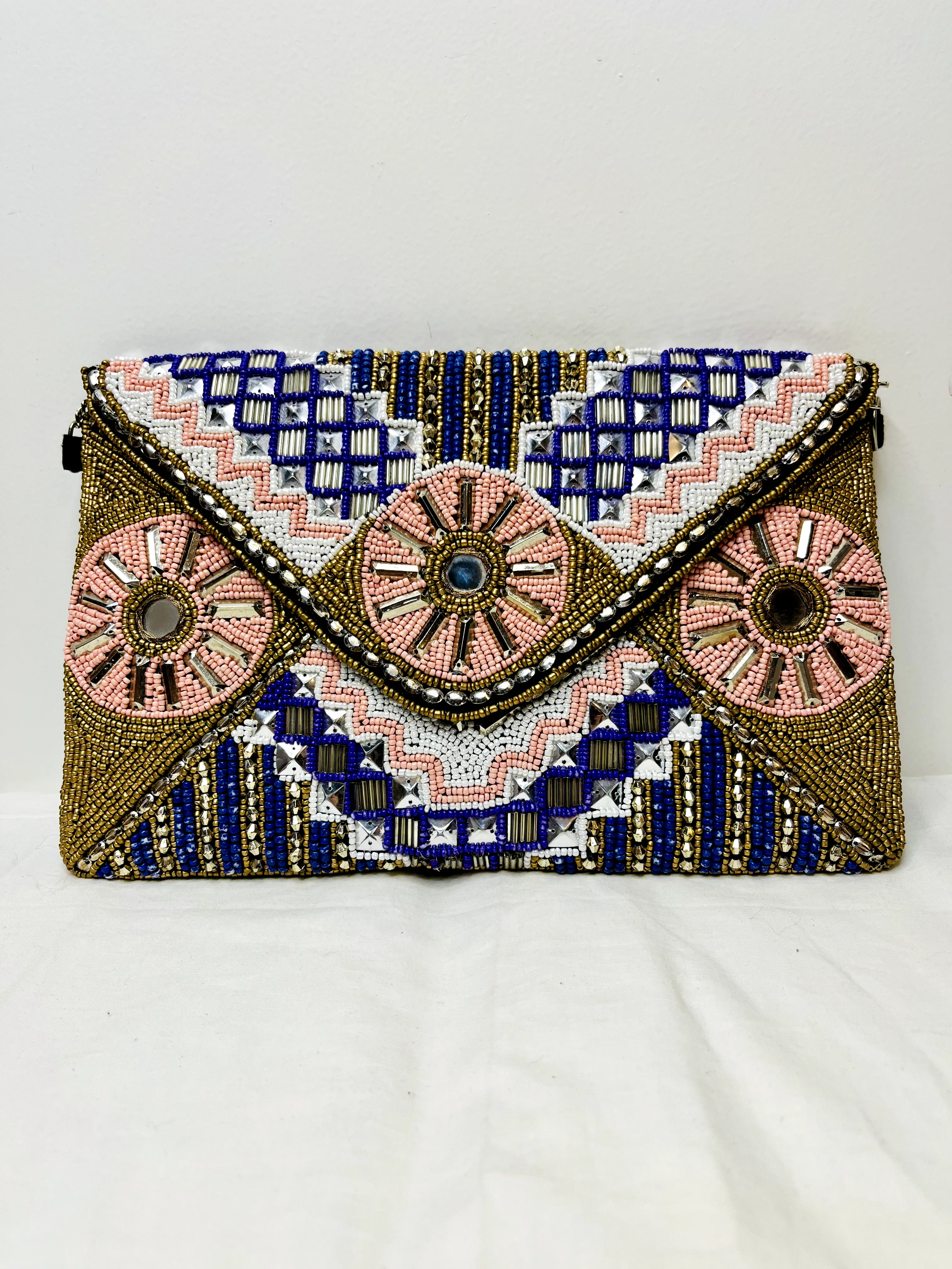 Multicolor Beaded Mirror Sling Bag