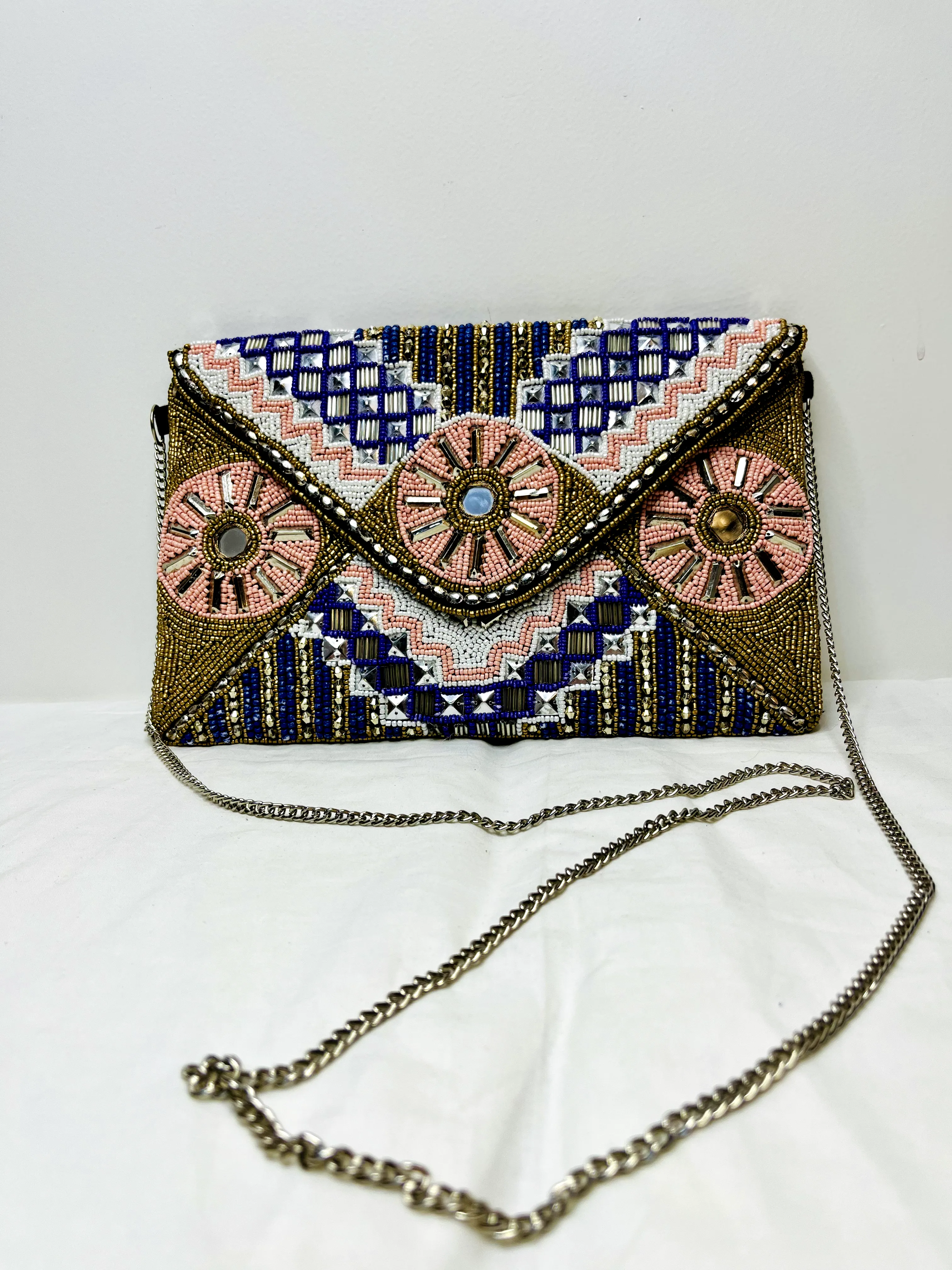 Multicolor Beaded Mirror Sling Bag