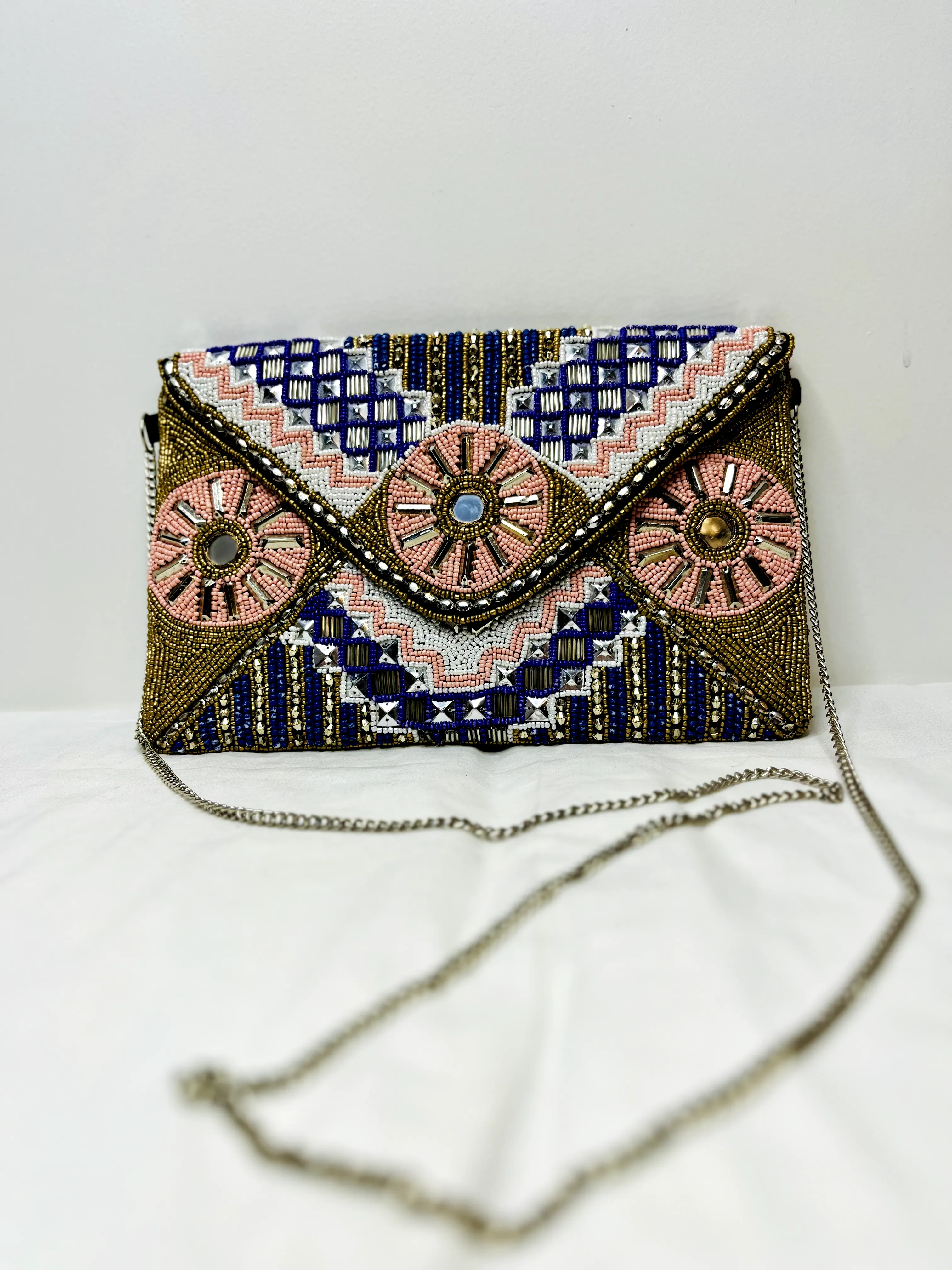 Multicolor Beaded Mirror Sling Bag