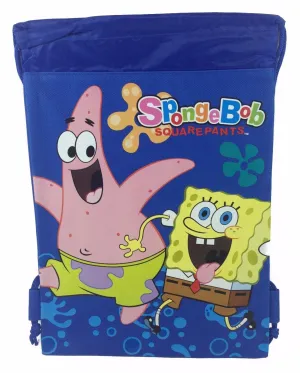 Nickelodeon SpongeBob Squarepants Drawstring Backpack School Blue Sport Gym Bag