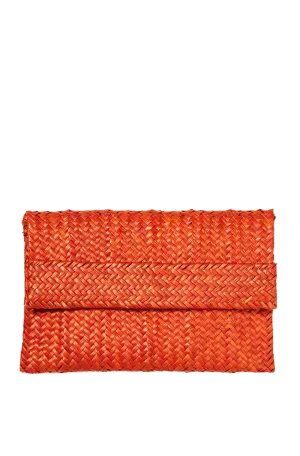 Orange Raffia Clutch