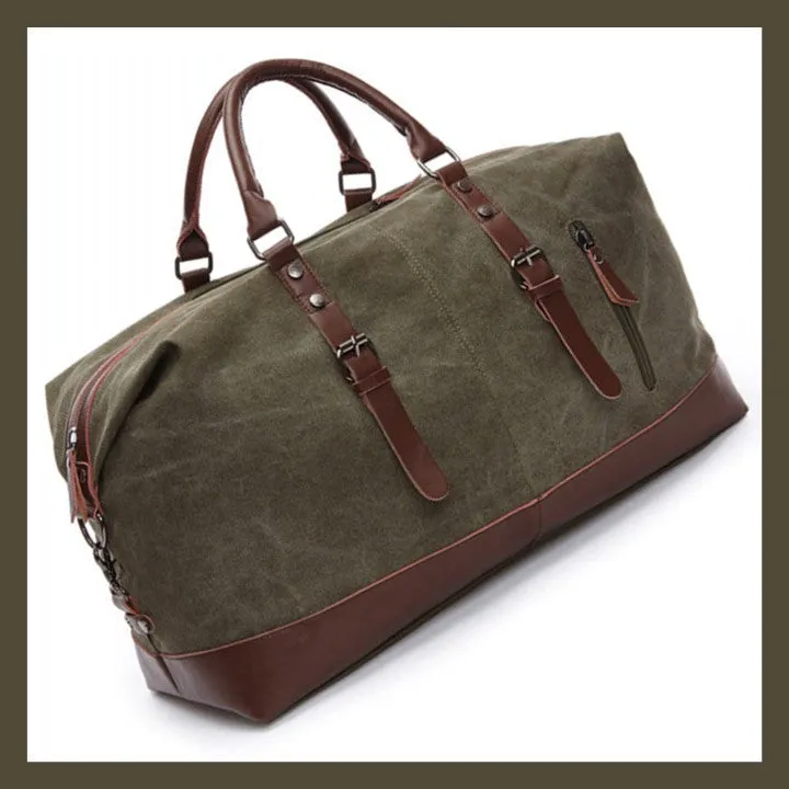 Original Canvas & Leather Travel Duffle Bag / Large Weekend Bag 54 cm