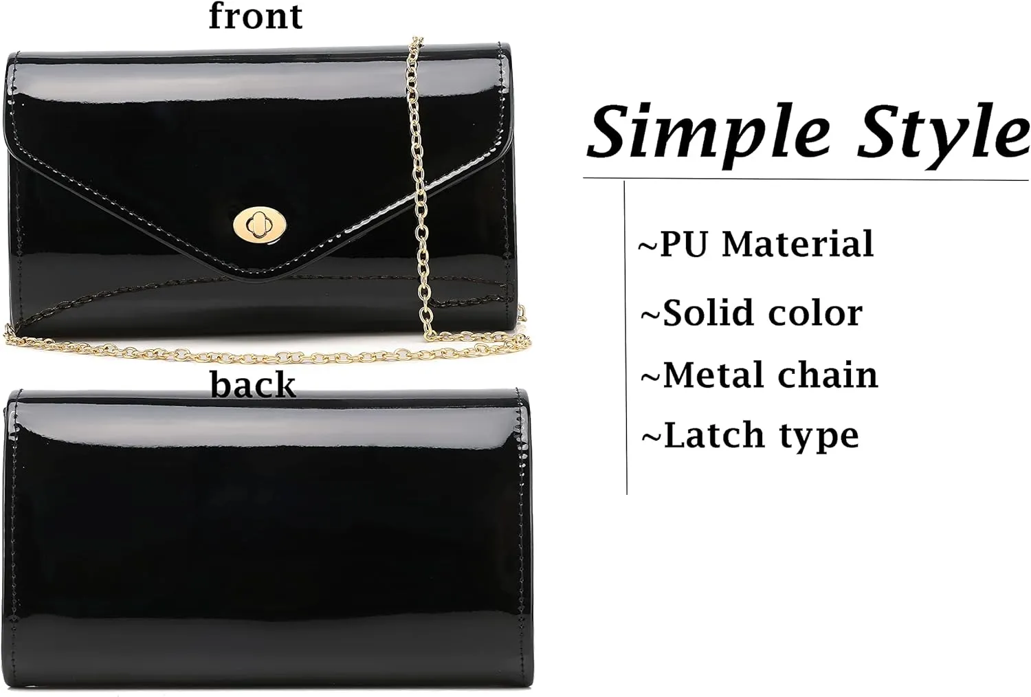 Patent leather envelope purse Shiny candy women's evening handbags for Concert Prom Party Present Handbag Purse