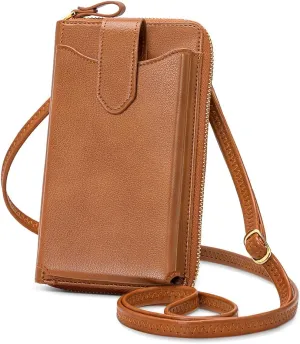 Peacocktion RFID Crossbody Wallet Purse for Women Small Travel Cell Phone Purses Trendy Vegan Leather Bags with Card Slots